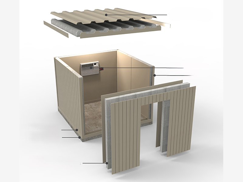 3D drawing of how to build a walk-in cooler with EPS Expanded Polystyrene Foam