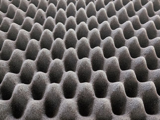 Gray polyurethane eggcrate convoluted foam for the top of cases