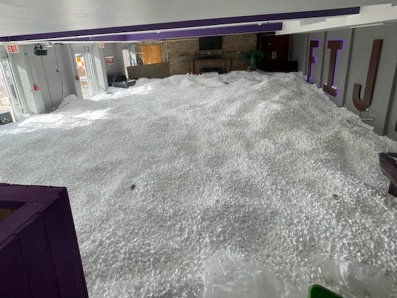 Loose fill peanuts filling up a house for a party