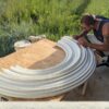 Replica of a round antique ceiling medallion being made by hand from EPS Styrofoam Expanded Polystyrene Foam