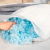 Shredded polyurethane PU foam coming out of pillow
